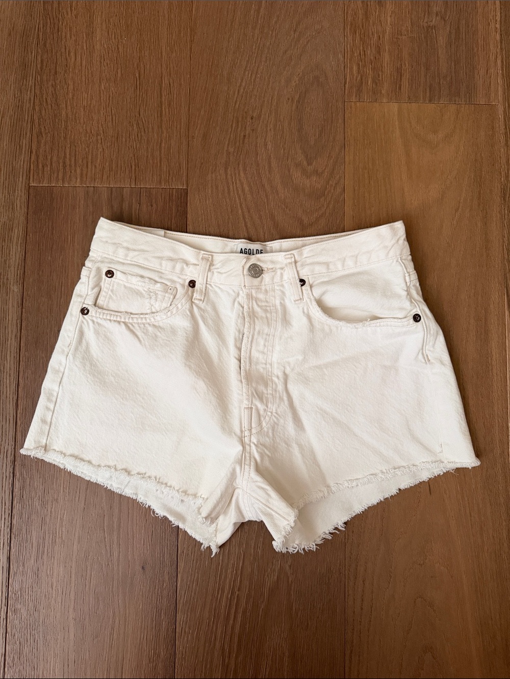 Agolde Parker White Denim Shorts